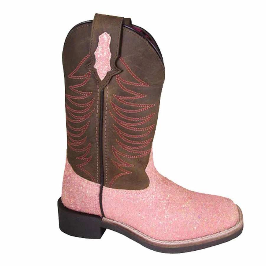 Boots & Shoes * | Smoky Mountain Boots Youth Girl'S Ariel Pastel Glitter Square Toe Boots