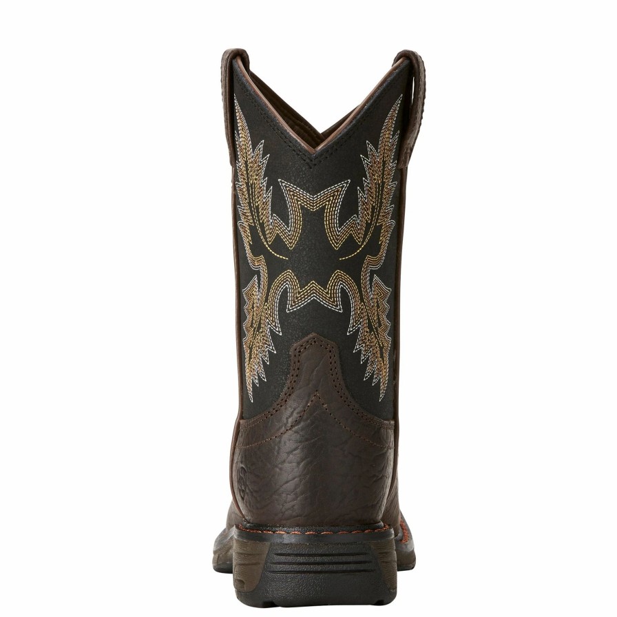 Boots & Shoes * | Ariat Kid'S Brown And Black Workhog Square Toe Boot