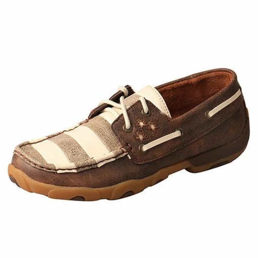 Boots & Shoes * | Twisted X Women'S Brown And Ivory Flag Short Moc