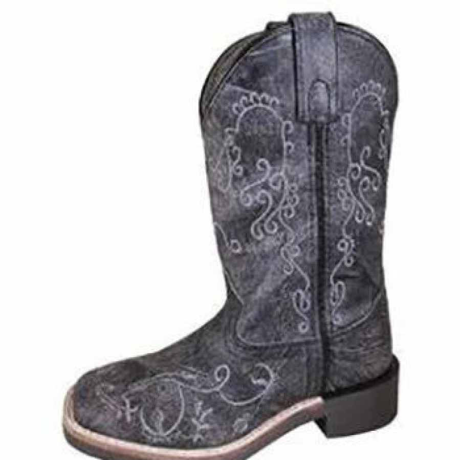 Boots & Shoes * | Smoky Mountain Boots Kid'S Vintage Black Swirl Embossed Boots