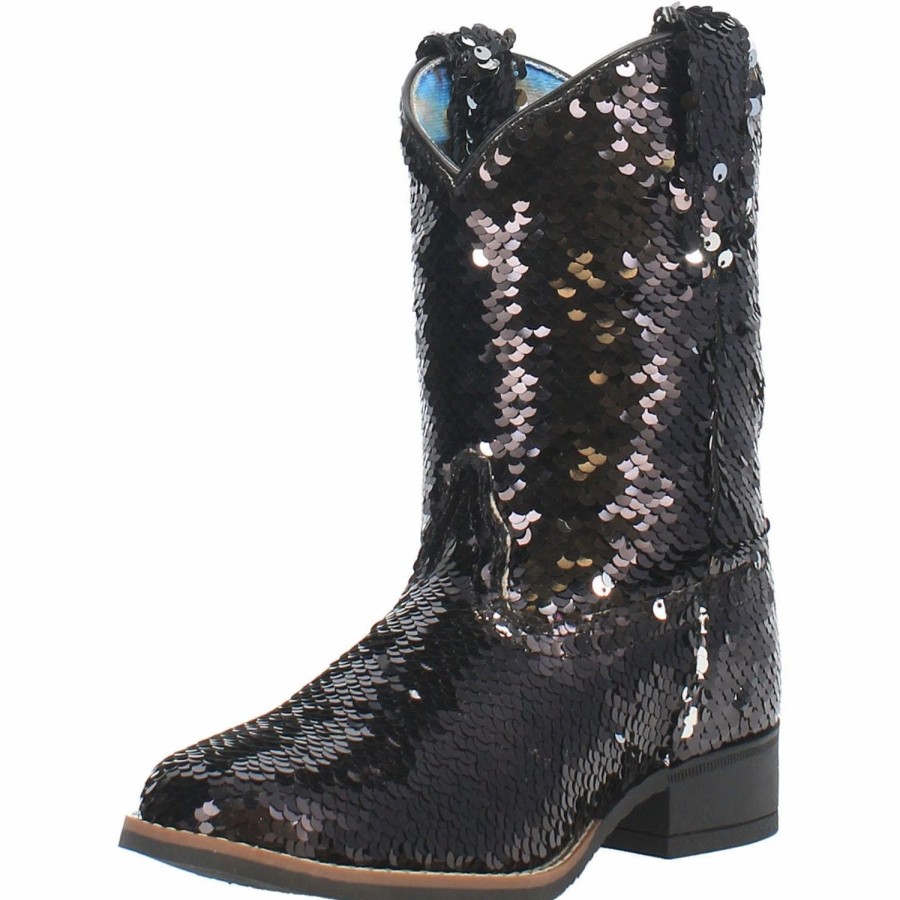 Boots & Shoes * | Dan Post Boot Company Laredo Black Sequin Square Toe Boots