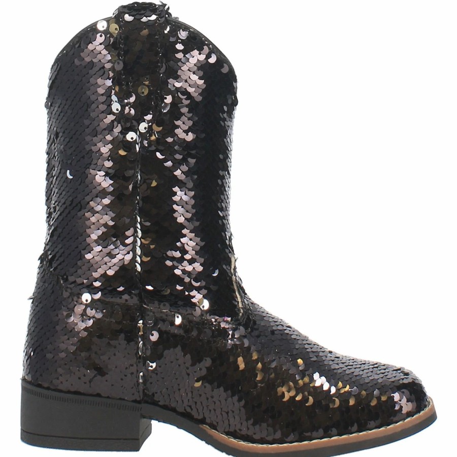 Boots & Shoes * | Dan Post Boot Company Laredo Black Sequin Square Toe Boots