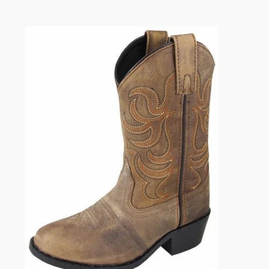 Boots & Shoes * | Smoky Mountain Boots Smoky Mountain Child'S Tan Otis Round Toe Roper Boot