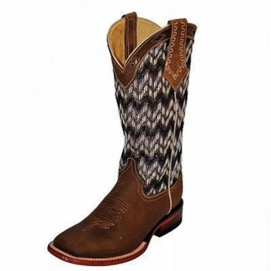 Boots & Shoes * | Ferrini Brown Chevron Square Toe Boot