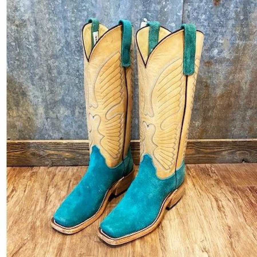 Boots & Shoes * | Olathe Boot Olathe Wyoming Teal Roughout Boots