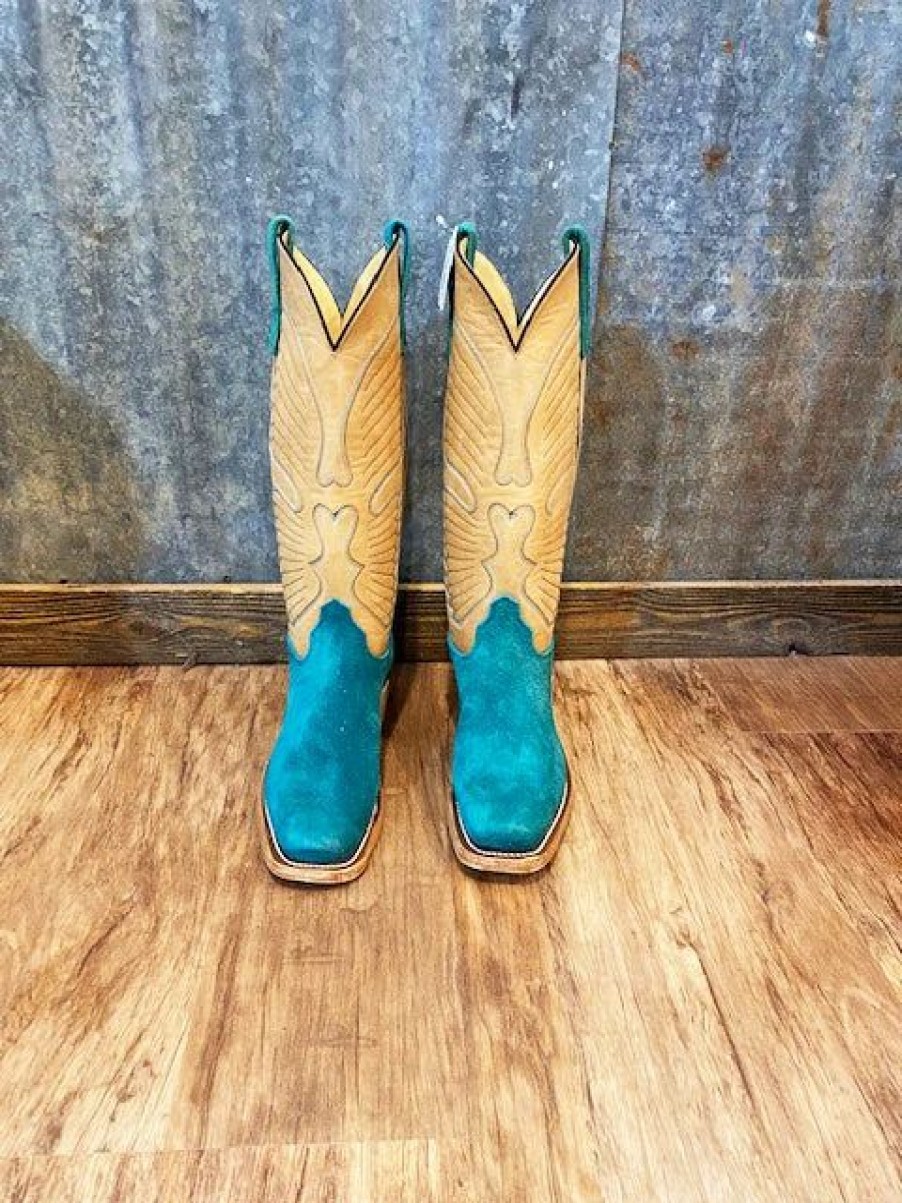 Boots & Shoes * | Olathe Boot Olathe Wyoming Teal Roughout Boots