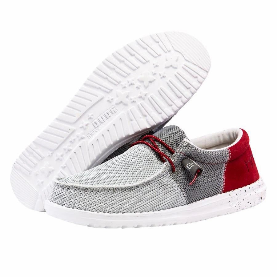 Boots & Shoes * | Heydude Hey Dude Men'S White, Grey, And Red Wally Sox Frunk