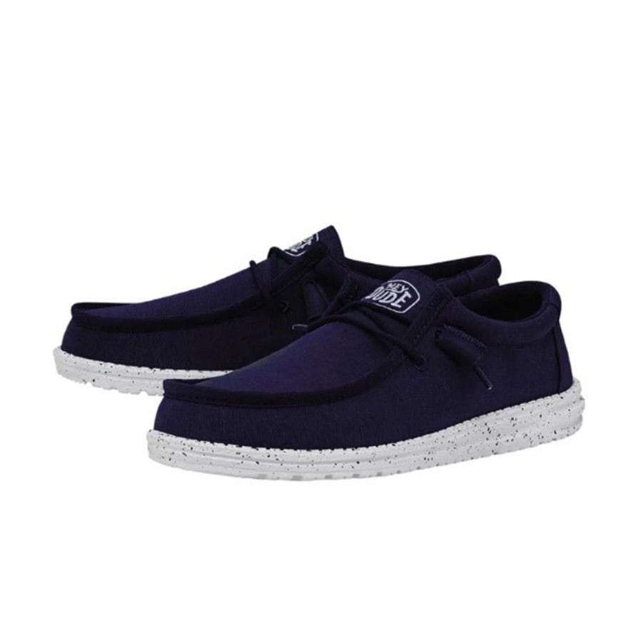 Boots & Shoes * | Heydude Hey Dude Men'S Wally Slub Canvas Navy