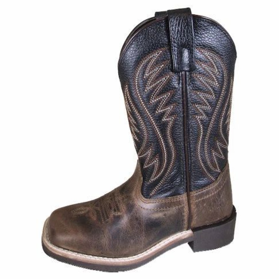 Boots & Shoes * | Smoky Mountain Boots Kid'S Brown Waxed Square Toe Boots