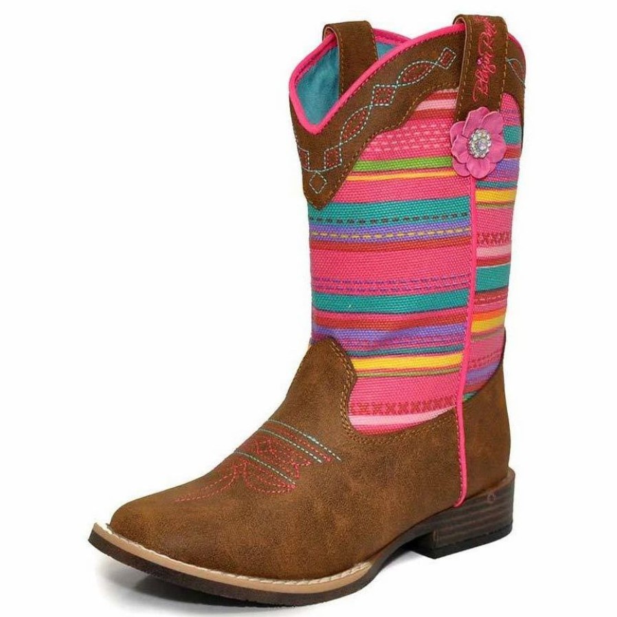 Boots & Shoes * | Blazin' Roxx Girl'S Camilla Pink Serape Square Toe Boot