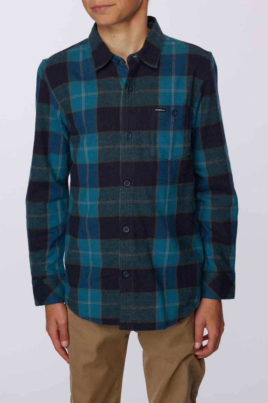 Boys * | O'Neill Boys Redmond Plaid Stretch Flannel Navy