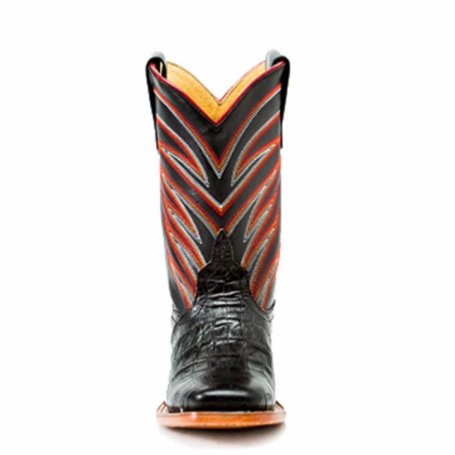 Boots & Shoes * | Anderson Bean Kids Black Caiman Print Square Toe Boot