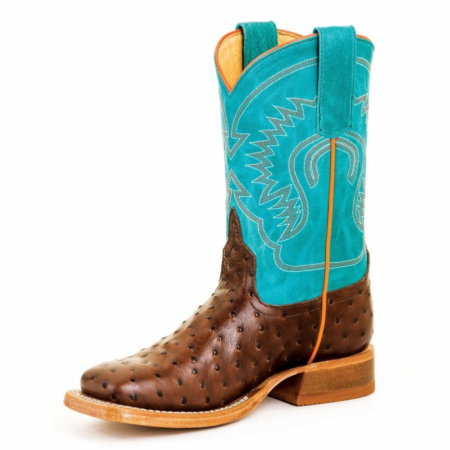 Boots & Shoes * | Anderson Bean Turquoise & Chocolate Impostrich Boot