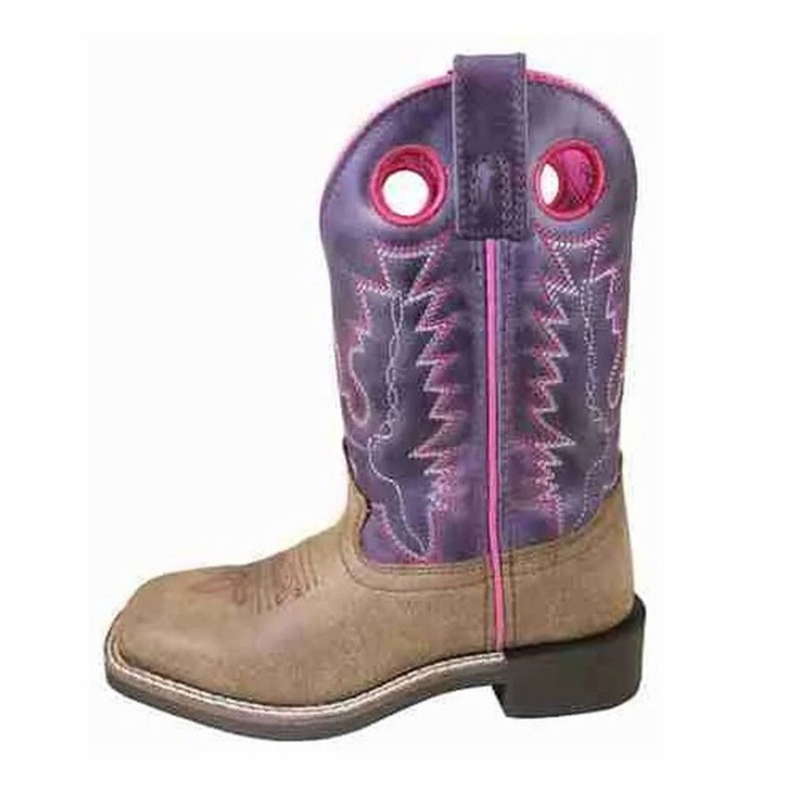 Boots & Shoes * | Smoky Mountain Boots Smoky Mountain Girls Brown Distressed Purple Boots