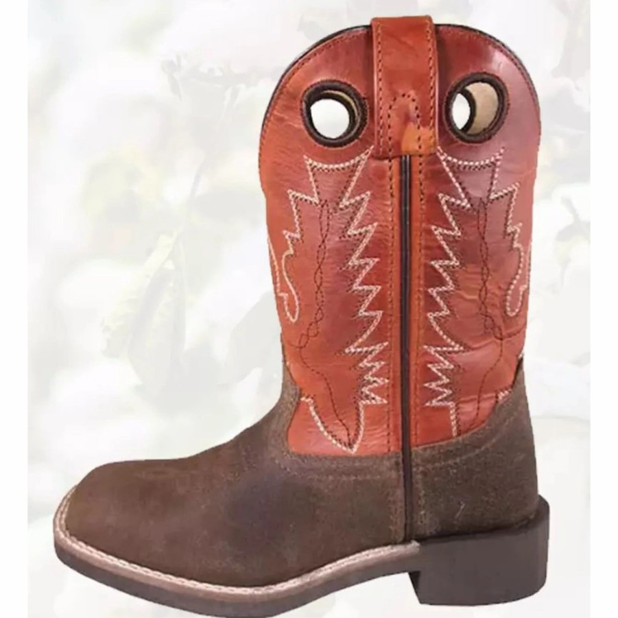 Boots & Shoes * | Smoky Mountain Boots Smoky Mountain Child'S Brown/Burnt Orange Bronco Western Boot