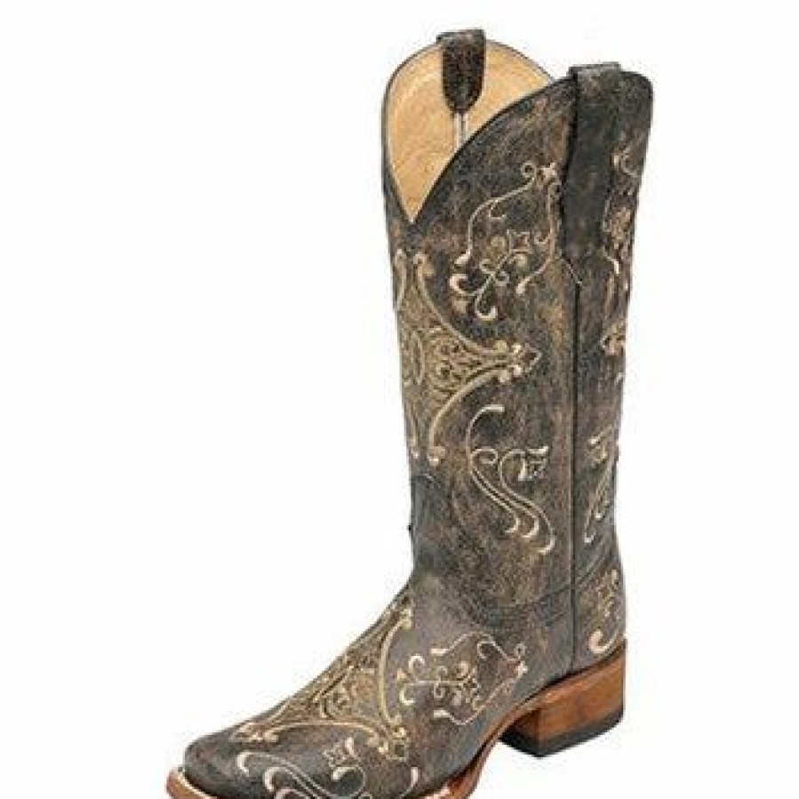 Boots & Shoes * | Corral Women'S Circle G Brown Vintage Square Toe Boots