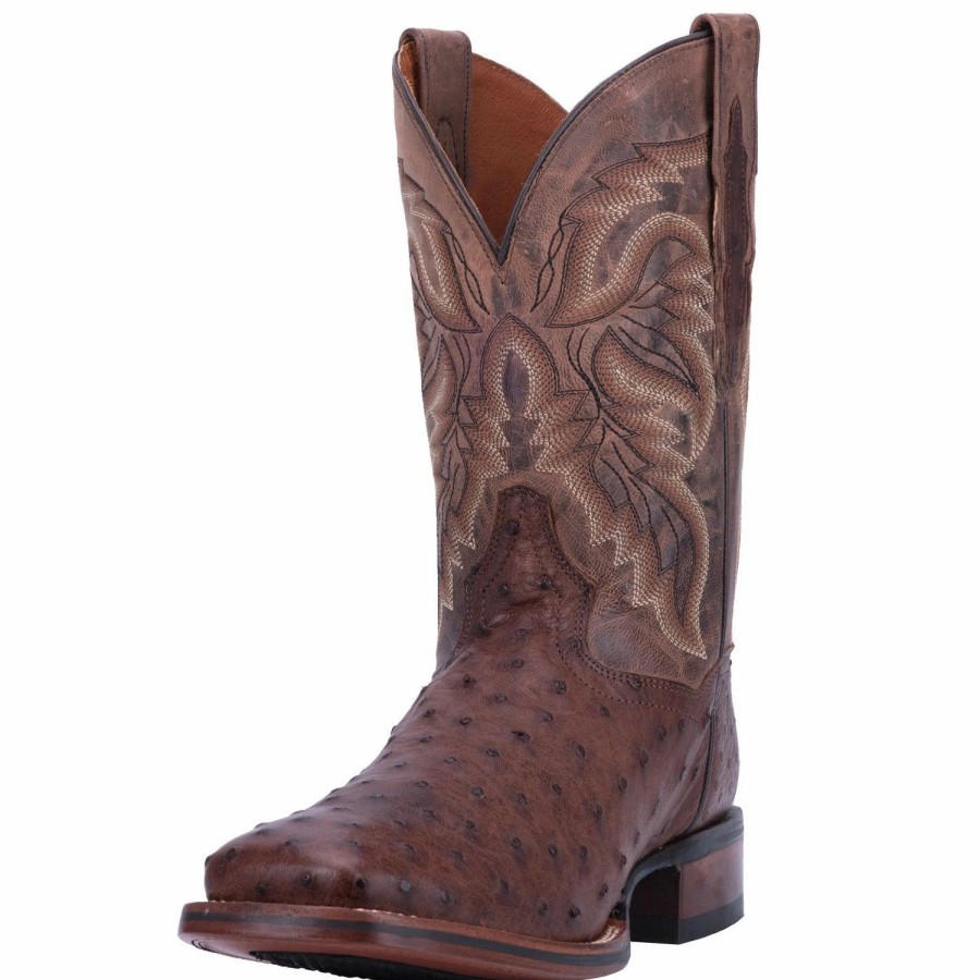 Boots & Shoes * | Dan Post Boot Company Dan Post Men'S Chocolate Full Quill Ostrich Alamosa Square Toe Boot