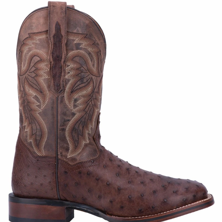 Boots & Shoes * | Dan Post Boot Company Dan Post Men'S Chocolate Full Quill Ostrich Alamosa Square Toe Boot