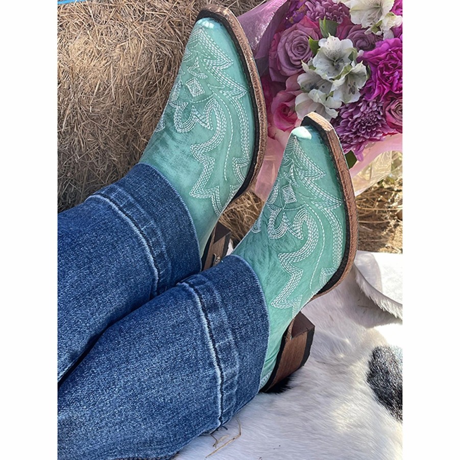 Boots & Shoes * | Lane Boots Lane Saratoga Turquoise Bootie