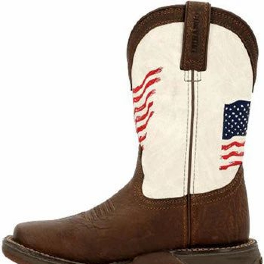 Boots & Shoes * | Durango Boots Brown/White Flag Square Toe