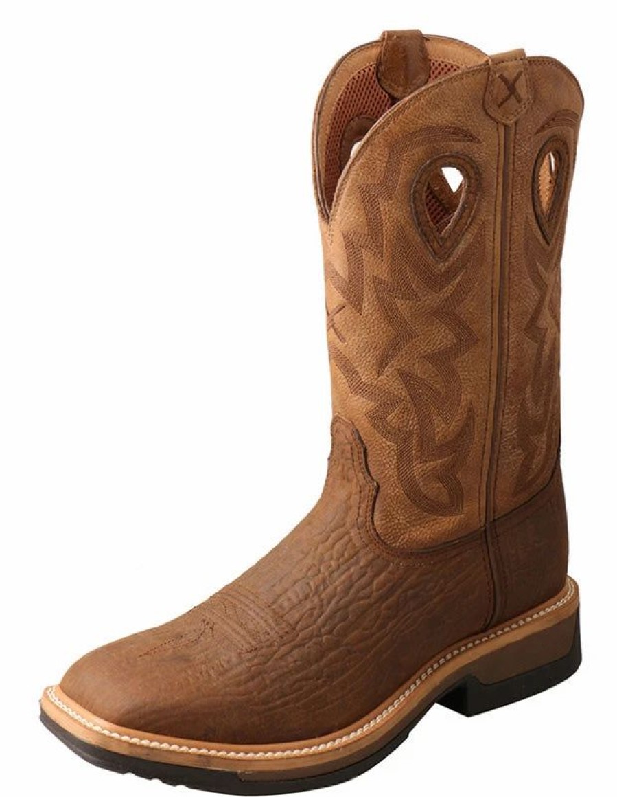 Boots & Shoes * | Twisted X Men'S Dark Brown And Tan Square Toe Boot