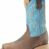 Boots & Shoes * | Double-H Boots Double H Men'S Brown Light Blue Steel Toe Boots