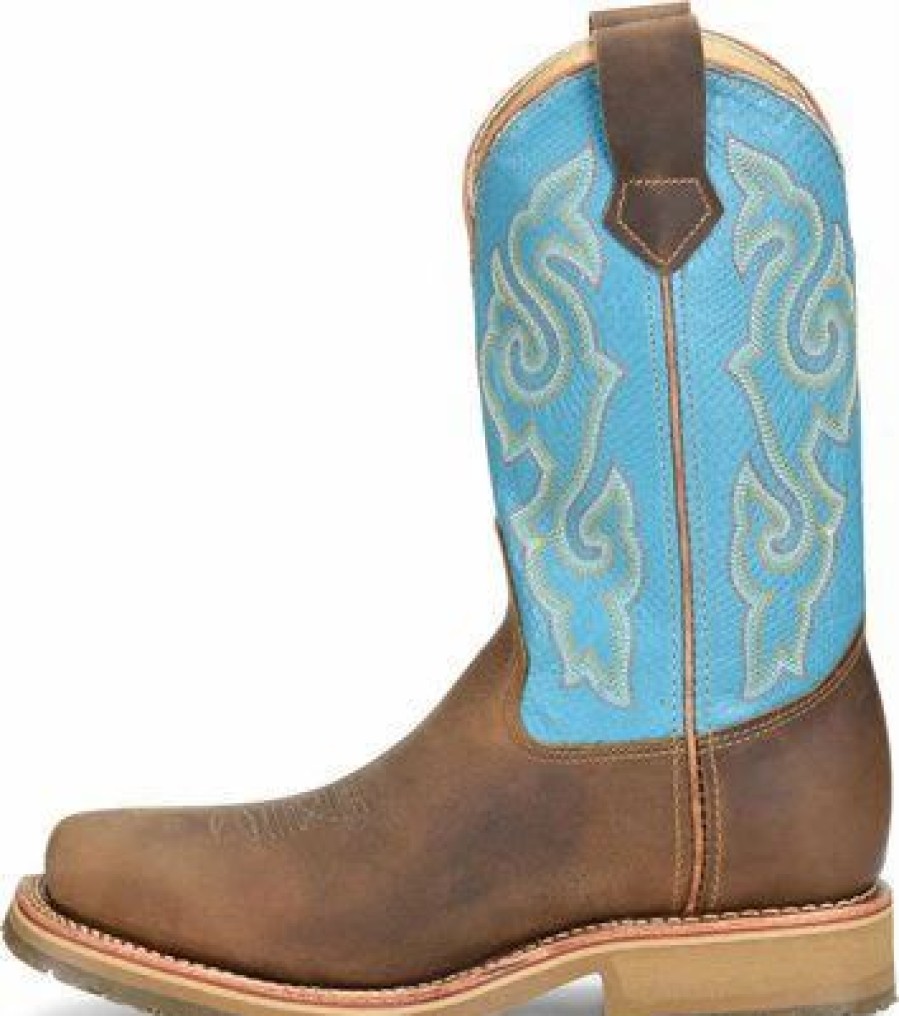 Boots & Shoes * | Double-H Boots Double H Men'S Brown Light Blue Steel Toe Boots