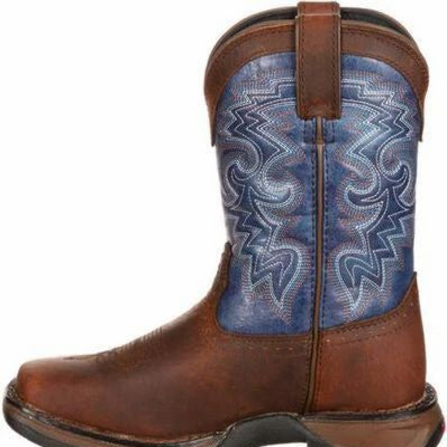 Boots & Shoes * | Durango Boots Durango Kid'S Brown And Navy Rebel Square Toe Boots