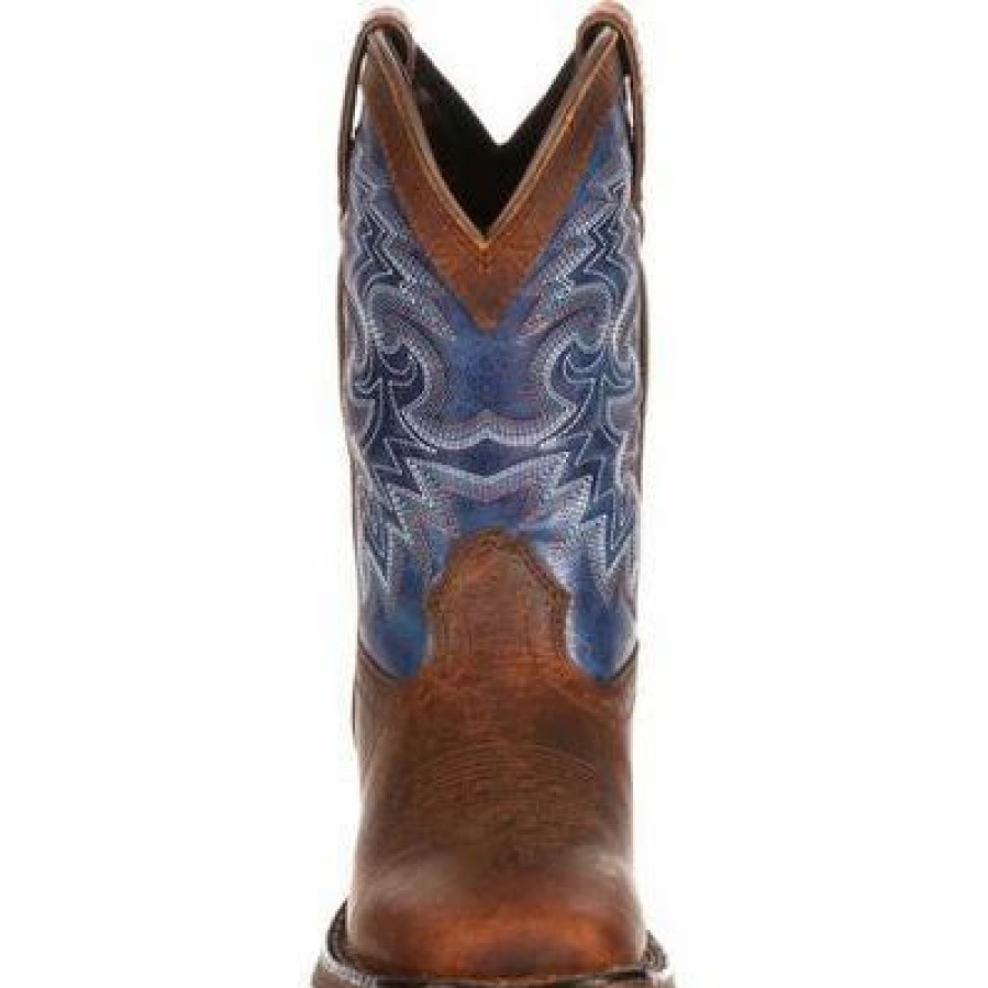 Boots & Shoes * | Durango Boots Durango Kid'S Brown And Navy Rebel Square Toe Boots