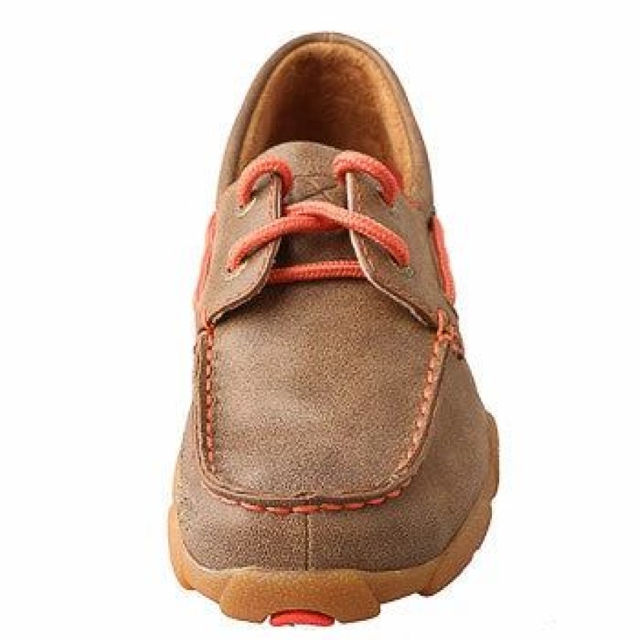 Boots & Shoes * | Twisted X Youth Brown And Coral Driving Moc