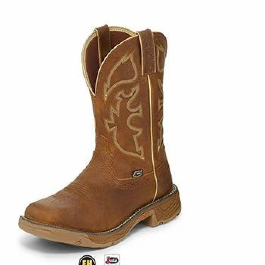 Boots & Shoes * | Justin Boot Co. Justin Men'S Stampede Rush Waterproof Work Boot Tan