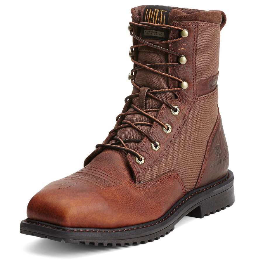 Boots & Shoes * | Ariat Men'S Brown Rigtek Composite Square Toe Lace Up Boot