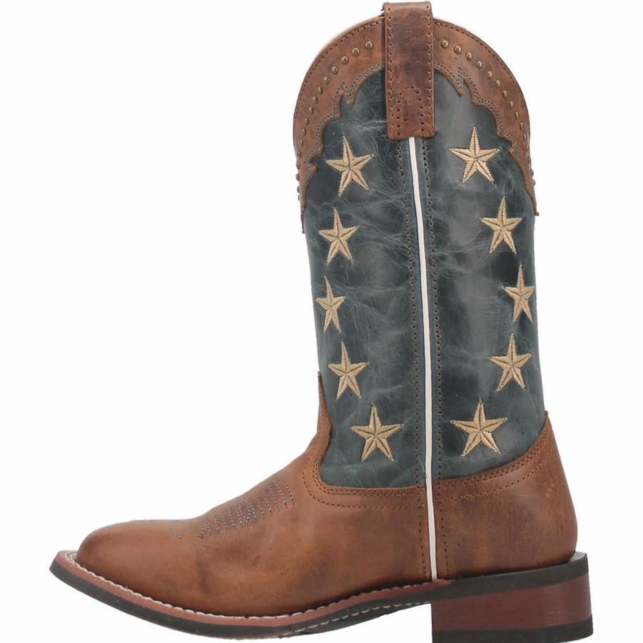 Boots & Shoes * | Dan Post Boot Company Dan Post Brown & Blue "Early Stars" Square Toe