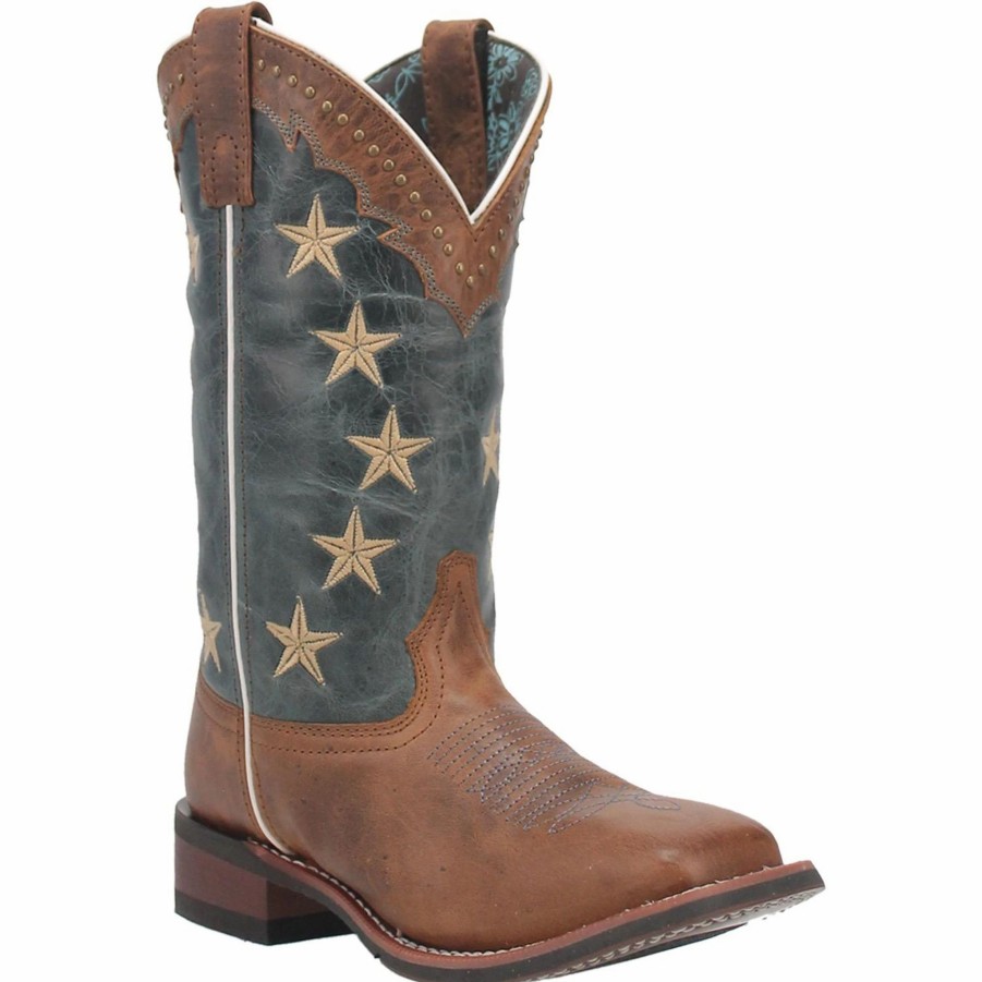 Boots & Shoes * | Dan Post Boot Company Dan Post Brown & Blue "Early Stars" Square Toe