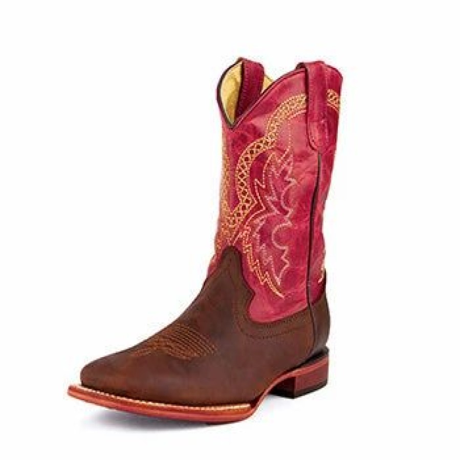 Boots & Shoes * | Ferrini Kid'S Chocolate And Red Dallas Boots