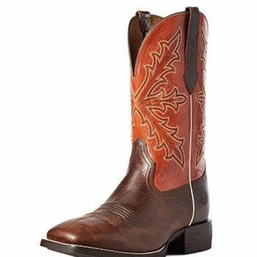 Boots & Shoes * | Ariat Wicker Brown And Orange Square Toe