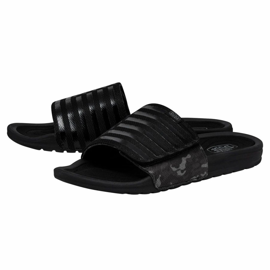 Boots & Shoes * | Heydude Hey Dude Phoenix Total Black Slides