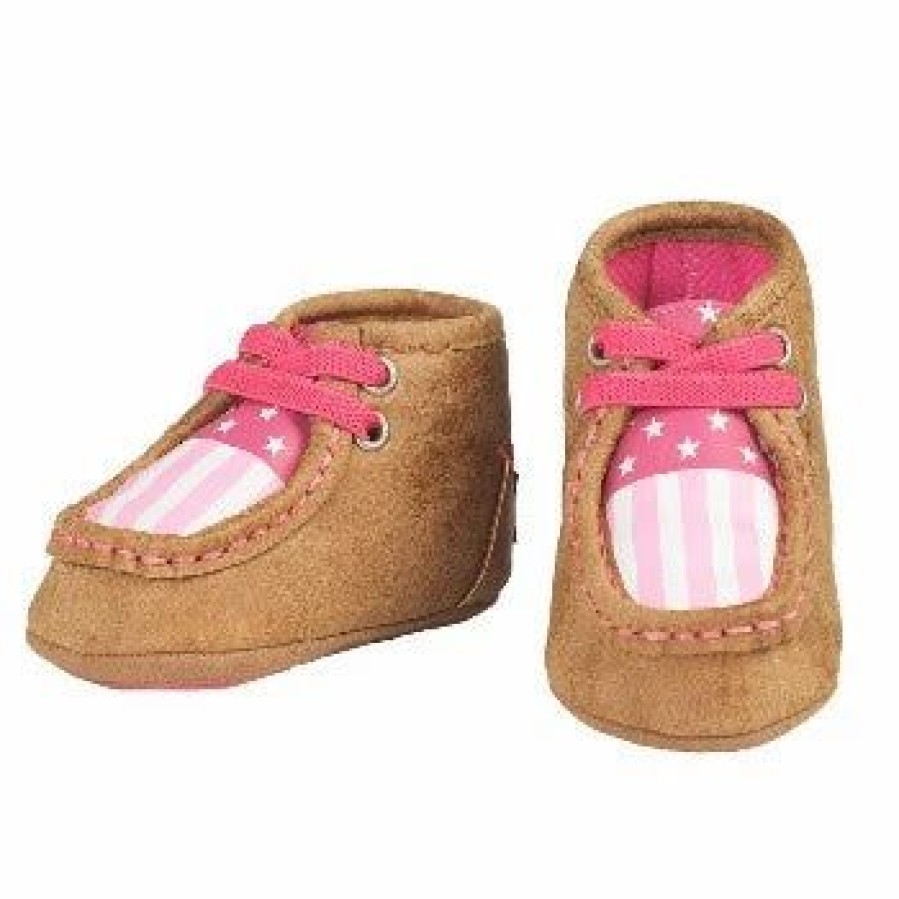 Boots & Shoes * | M&F Western Products Brown And Pink Monroe Baby Bucker Shoes