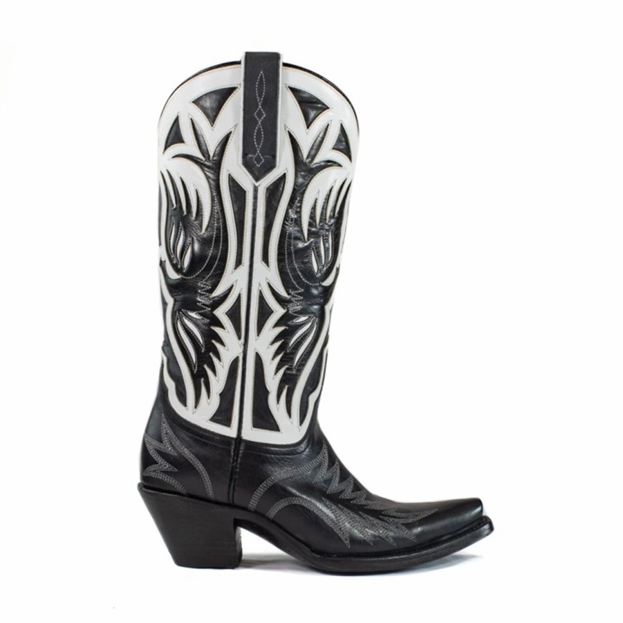 Boots & Shoes * | Allens Boots Azulado Black & White Phoenix Snip Toe Boot