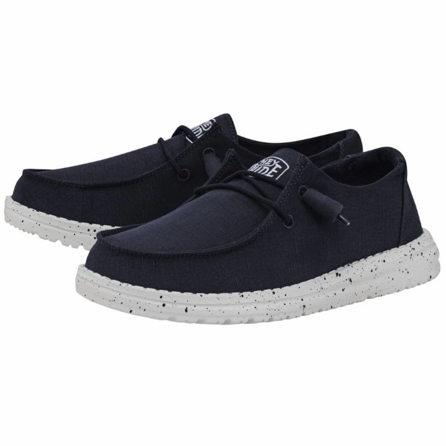 Boots & Shoes * | Heydude Hey Dude Women'S Wendy Slub Canvas Navy Shoes