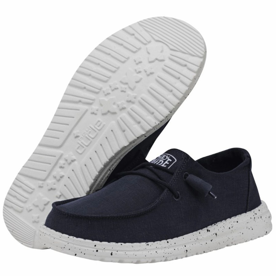 Boots & Shoes * | Heydude Hey Dude Women'S Wendy Slub Canvas Navy Shoes