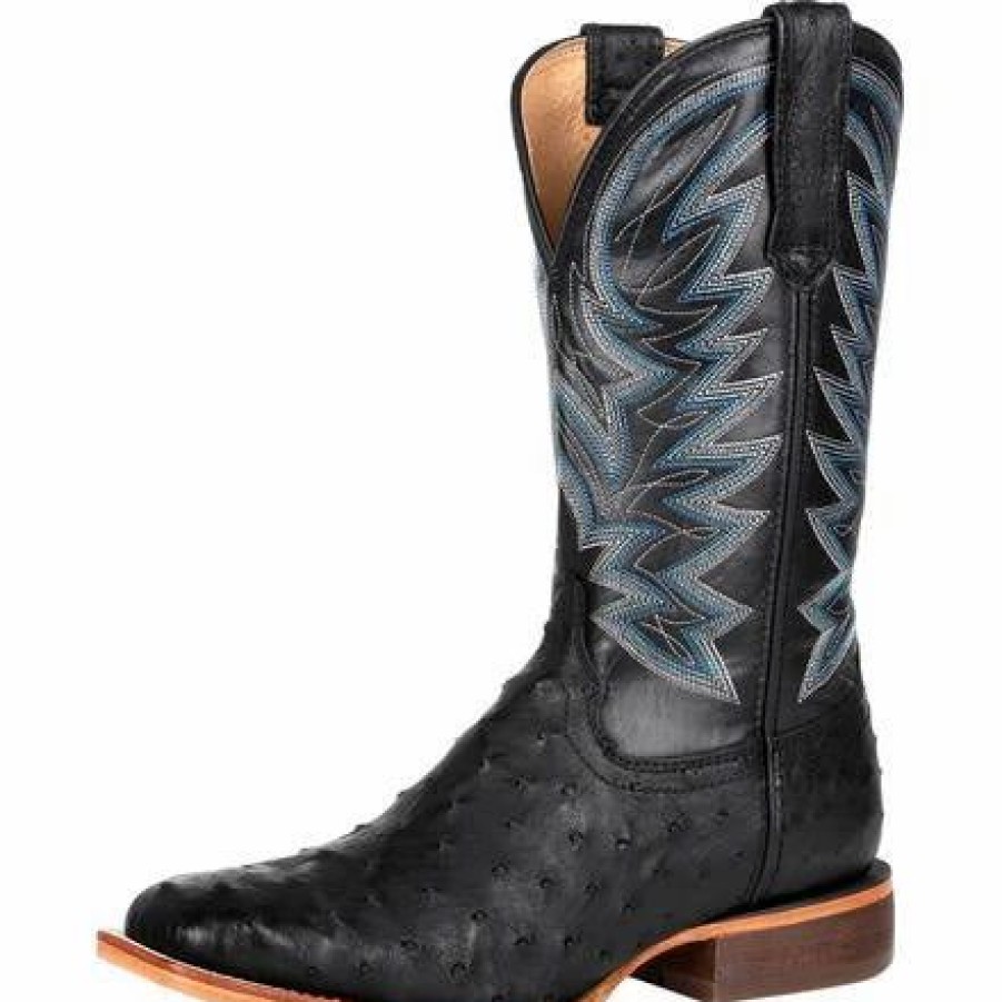 Boots & Shoes * | Durango Men'S Black And Blue Full Quill Square Toe Boot