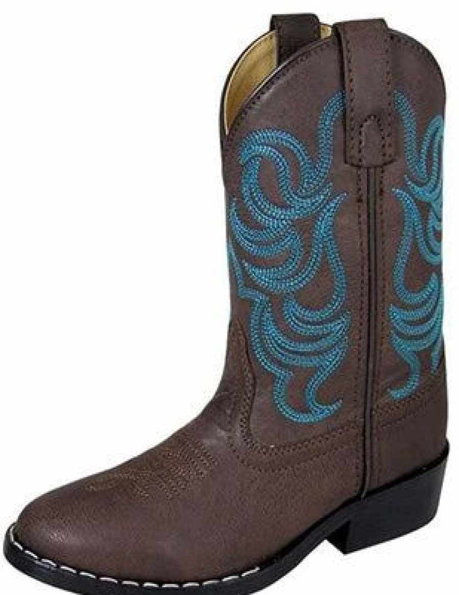 Boots & Shoes * | Smoky Mountain Boots Youth Monterey Brown Turquoise Stitched Boots