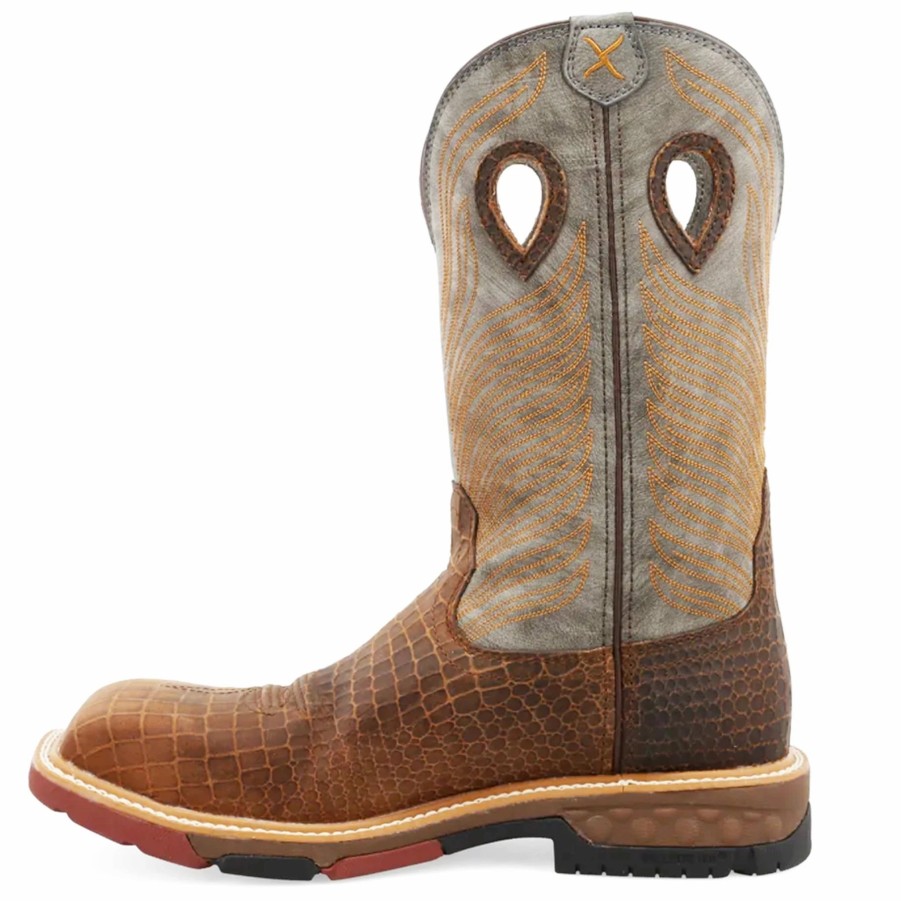 Boots & Shoes * | Twisted X Men'S Nano Comp Toe Pull-On Work Boots-Caiman Print Leather