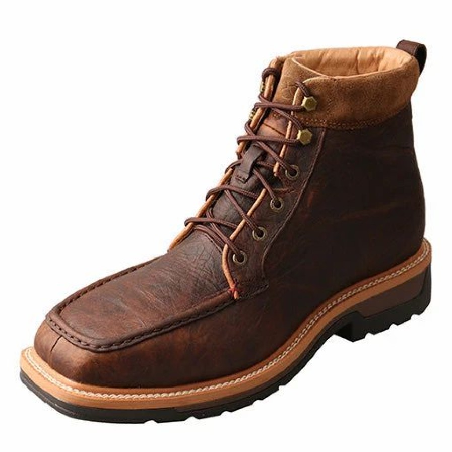 Boots & Shoes * | Twisted X Men'S Brown Alloy Square Toe Lace Up