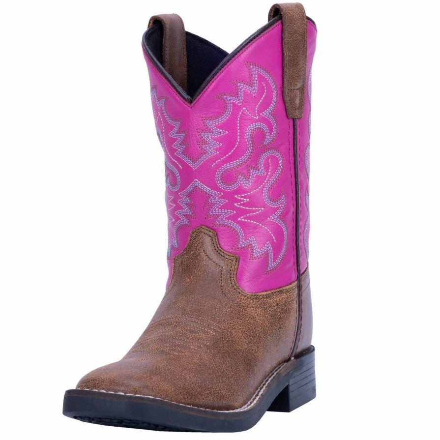 Boots & Shoes * | Dan Post Boot Company Dan Post Distressed Brown With Pink Square Toe