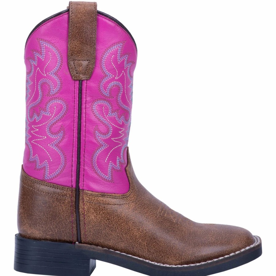 Boots & Shoes * | Dan Post Boot Company Dan Post Distressed Brown With Pink Square Toe