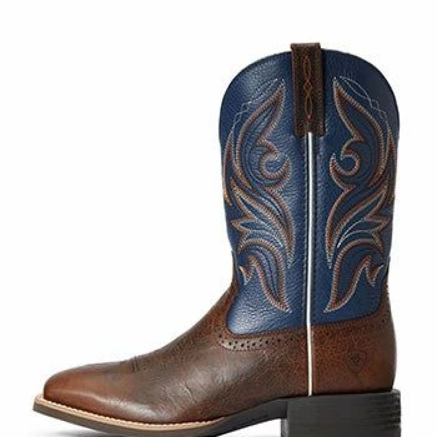 Boots & Shoes * | Ariat Men'S Brown And Blue Sport Knockout Boots