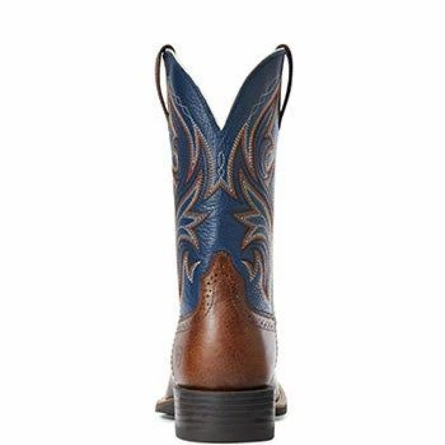 Boots & Shoes * | Ariat Men'S Brown And Blue Sport Knockout Boots