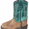 Boots & Shoes * | Smoky Mountain Boots Toddler Brown Leather Green Top Square Toe Boots